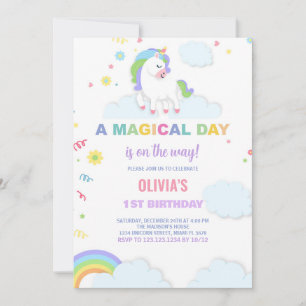 Clouds Unicorn Birthday Invitations