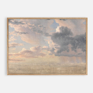 Clouds, vintage oil poster