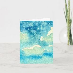 Clouds Watercolor Art Folded Note Card
