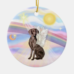 Clouds - Weimaraner Angel Ceramic Tree Decoration