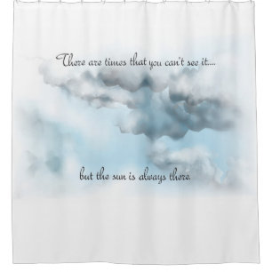 Clouds with quote shower curtain