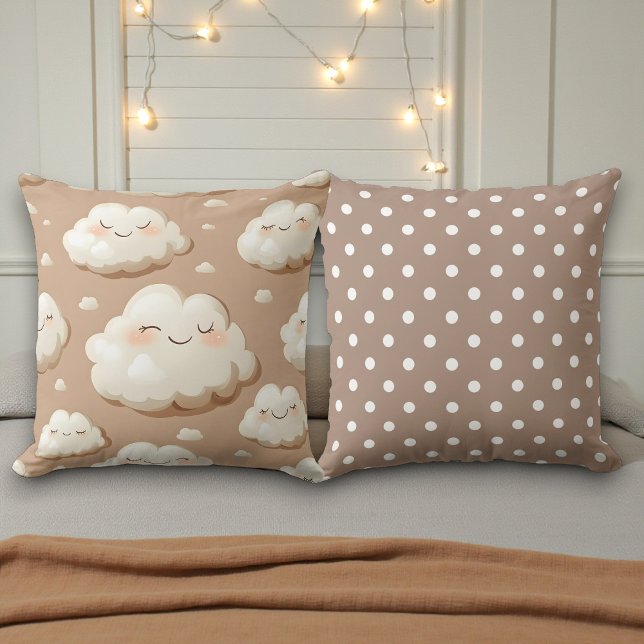 Clouds with Tan and Brown Double Sided Cushion (Creator Uploaded)