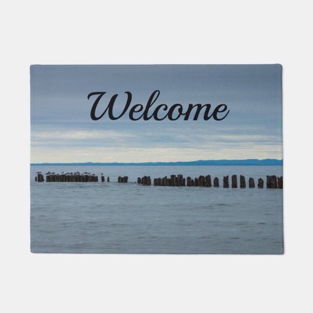 Cloudy At Whitefish Bay Welcome Doormat (Front)