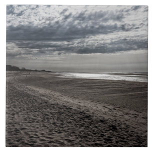Cloudy beach at the North Sea Ceramic Tile