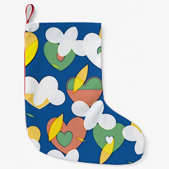 Cloudy Big Heart Kawaii  Small Christmas Stocking (Front)