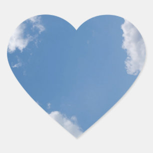 Cloudy Blue Sky Background Heart Sticker