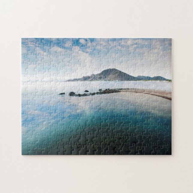 Cloudy Blue Sky Reflecting In Lake Jigsaw Puzzle (Horizontal)
