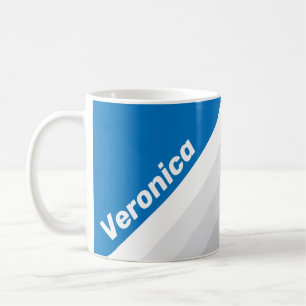 Cloudy Blue Sky Stripes with Name Coffee Mug