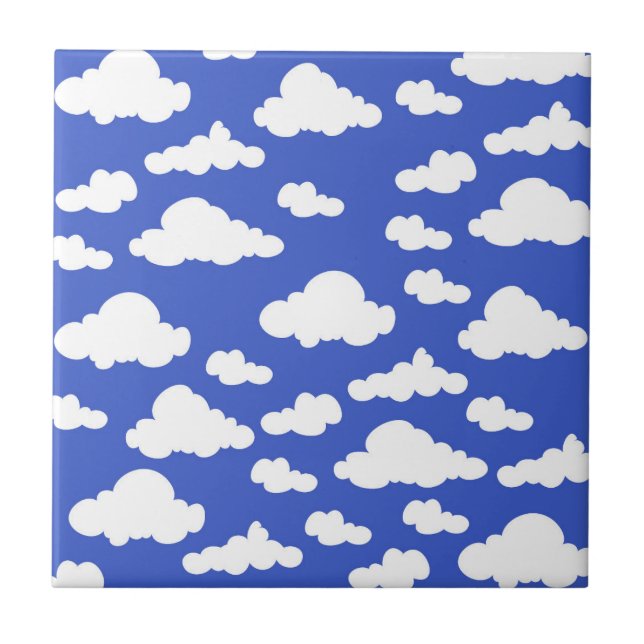 Cloudy Blue Sky White Clouds Dreamy Clouding Ceramic Tile (Front)