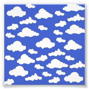 Cloudy Blue Sky White Clouds Dreamy Clouding Photo Print