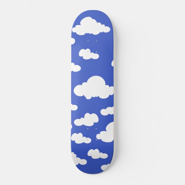Cloudy Blue Sky White Clouds Dreamy Clouding Skateboard (Front)