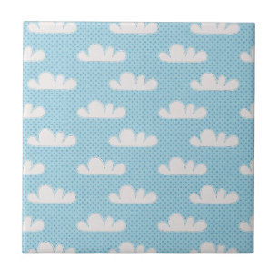 Cloudy Clouds Blue Dotty Sky Ceramic Tile