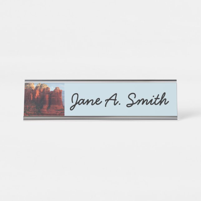 Cloudy Coffee Pot Rock in Sedona Arizona Desk Name Plate (Front)