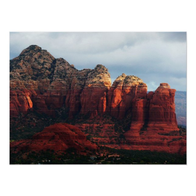Cloudy Coffee Pot Rock in Sedona Arizona Poster (Front)