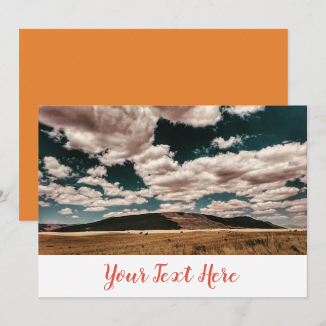 Cloudy Day Field Mountains Invitation Card (Front/Back)