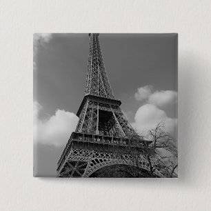 Cloudy Eiffel In Black and White, 2015 15 Cm Square Badge