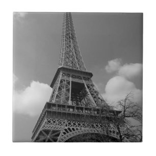 Cloudy Eiffel In Black and White, 2015 Ceramic Tile