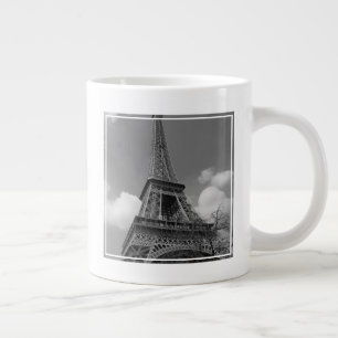 Cloudy Eiffel In Black and White, 2015 Large Coffee Mug