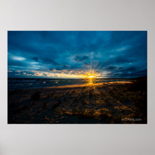 Cloudy Fall Sunrise over Hammond Bay Poster