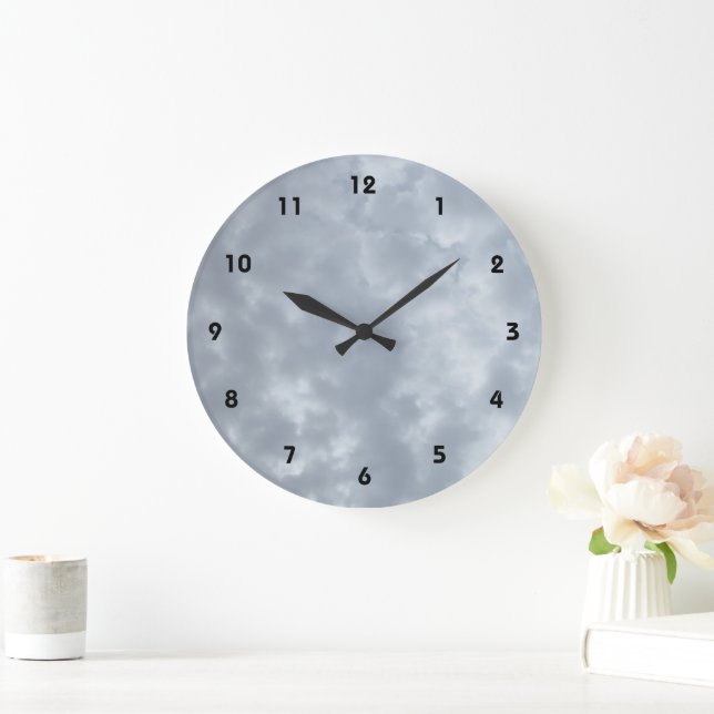 Cloudy Grey Sky Large Clock (Home)