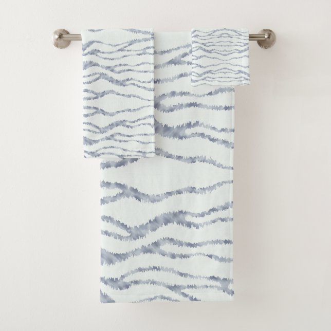 Cloudy Grey Zebra Eraser Scratch Art Bath Towel Set (Insitu)