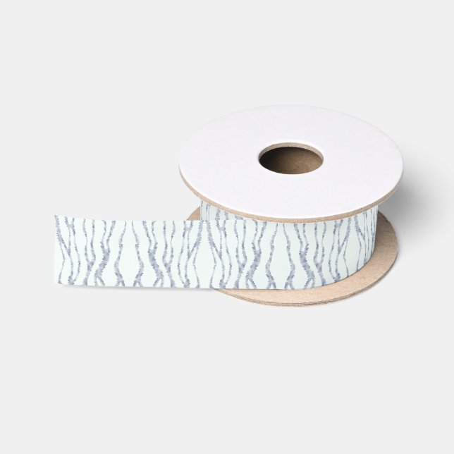 Cloudy Grey Zebra Eraser Scratch Art Satin Ribbon (Spool)