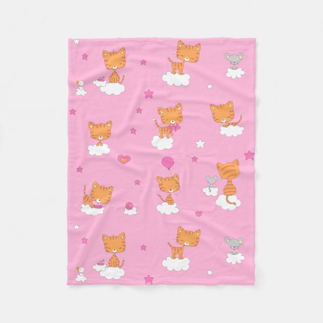 Cloudy Kitten Fleece Blanket (Front)