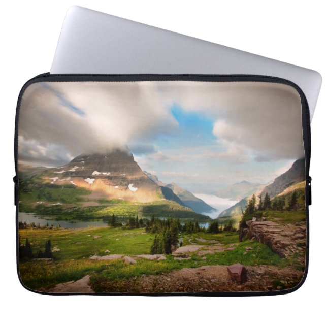 Cloudy Mountains | Alpine Lake Laptop Sleeve (Front)