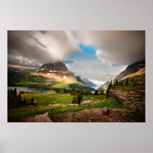 Cloudy Mountains Alpine Lake Poster