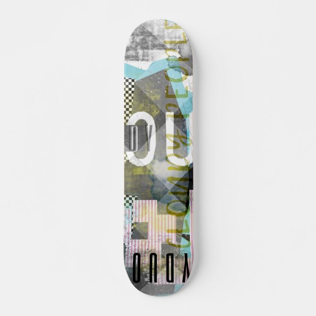 Cloudy people collage artwork skateboard (Front)