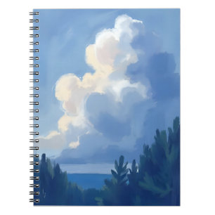 Cloudy Skies   Blue Forest Watercolor Painting Notebook
