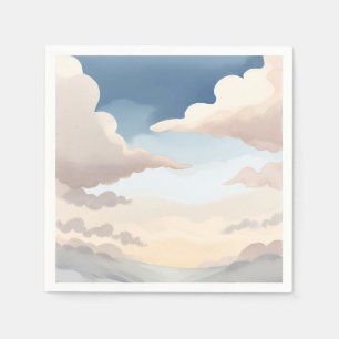Cloudy Skies Watercolor Sky Blue Clouds Napkin