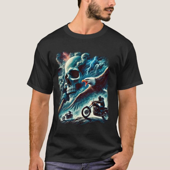 Cloudy skull Biker dreams T-Shirt (Front)
