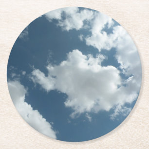 Cloudy Sky Abstract Photography Round Paper Coaster
