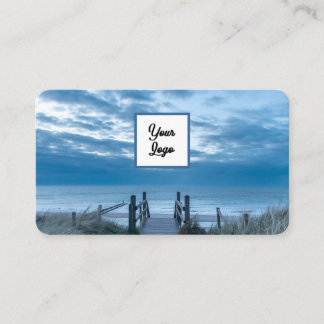 Cloudy sky beach ocean travel agent with logo business card