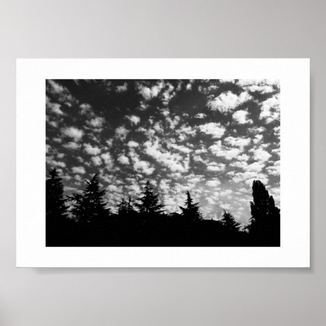 Cloudy Sky Black and White Poster (Front)