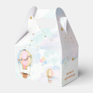 Cloudy sky hot air balloons kids birthday favour box