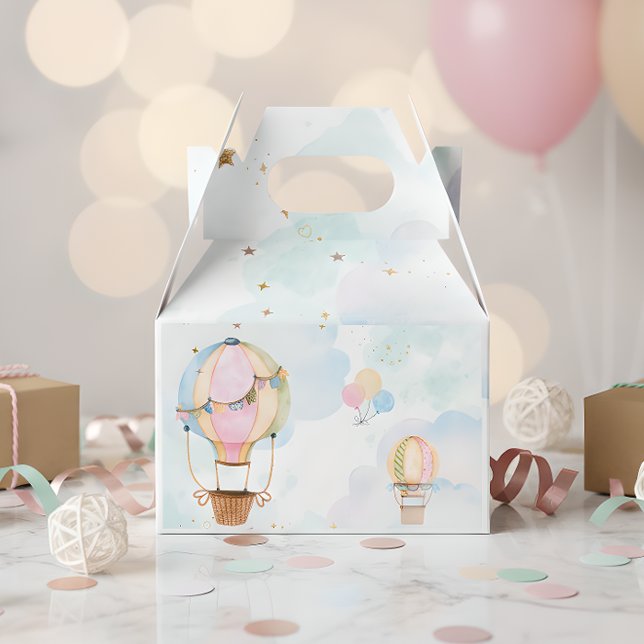 Cloudy sky hot air balloons kids birthday favour box (Creator Uploaded)