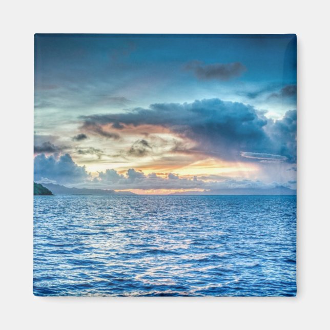 Cloudy Sky over Ocean Bora Bora Magnet (Front)