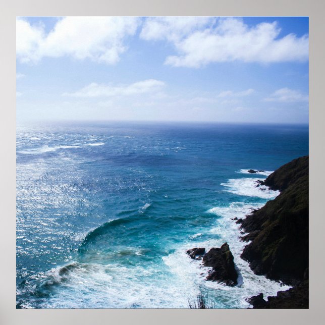 Cloudy Summer Seascape with Cliff Poster (Front)