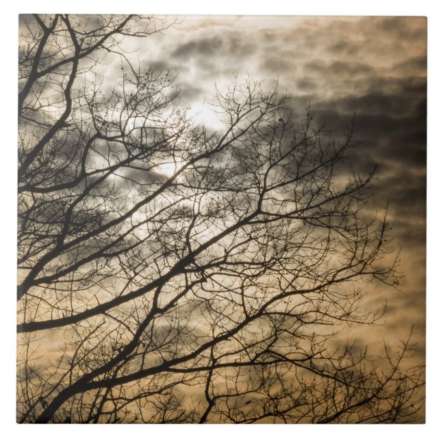 Cloudy Sun Scene Ceramic Tile (Front)