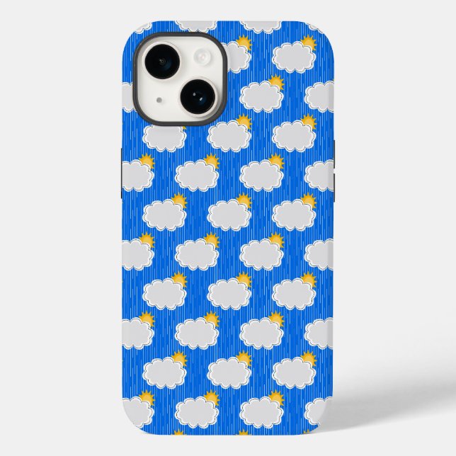 Cloudy Sunny Rain Pattern Design Blue Case-Mate iPhone Case (Back)