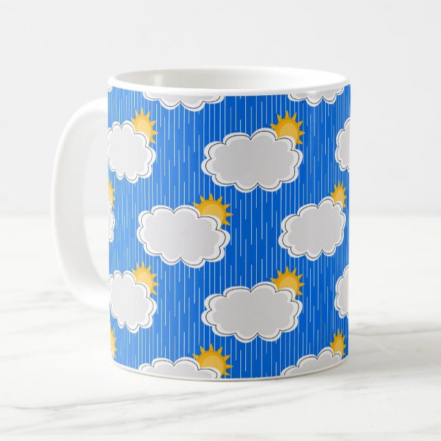 Cloudy Sunny Rain Pattern Design Blue Coffee Mug (Creator Uploaded)