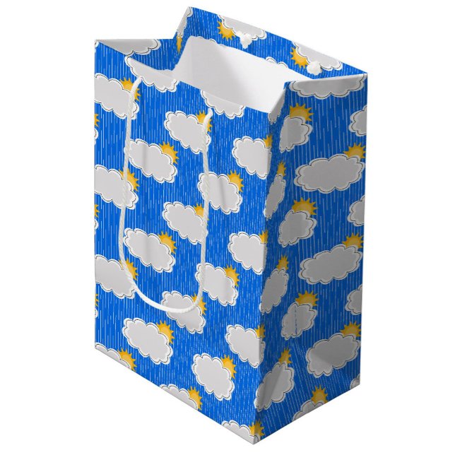Cloudy Sunny Rain Pattern Design Blue Medium Gift Bag (Creator Uploaded)
