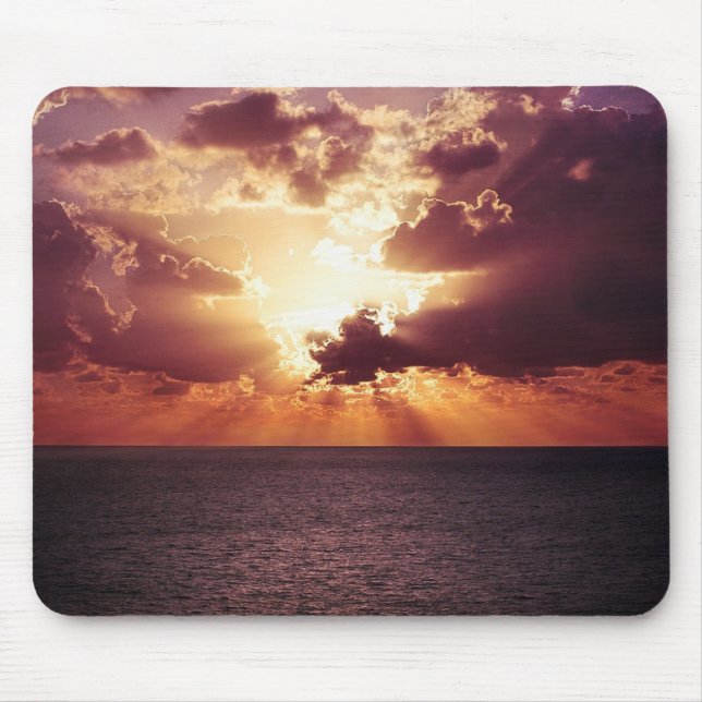 Cloudy Sunset Over Sea Horizon Mouse Pad (Front)