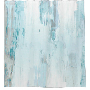 'Cloudy' Teal and Beige Abstract Art Shower Curtain