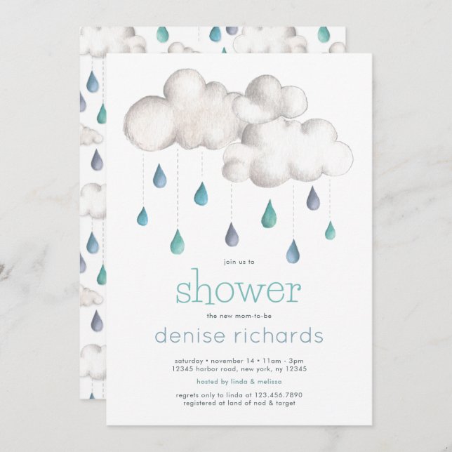 Cloudy with a chance of a Baby Shower Invitation (Front/Back)