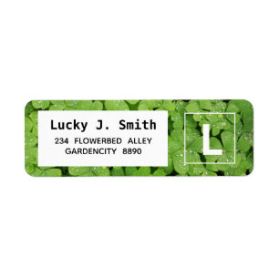 Clover address label. Green nature shamrock Return Address Label