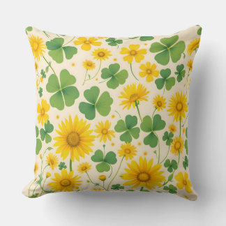 Clover and Sunflower Pattern.Modern Outdoor Cushion