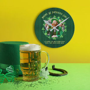 Clover & Beer Companionship Round Clock